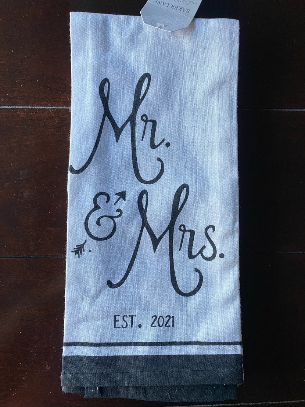 Park Lane White Cotton 'Mr. & Mrs.' 2021 Tea Towels set of 4